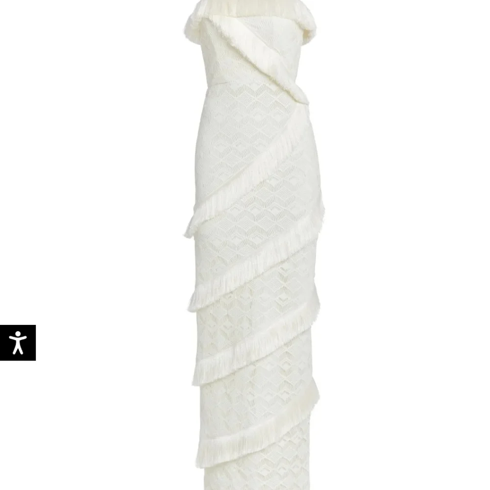 Patbo Crochet Strapless Fringe Trim Maxi Dress - Picture 5 of 14